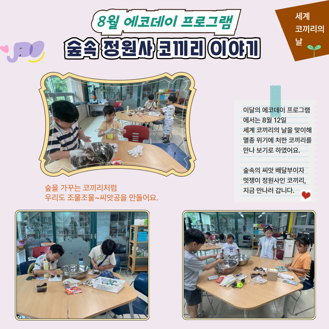 [8월 1차 에코데이]씨앗공  & 나만의 비밀 친구 코끼리 인형 만들기 이미지